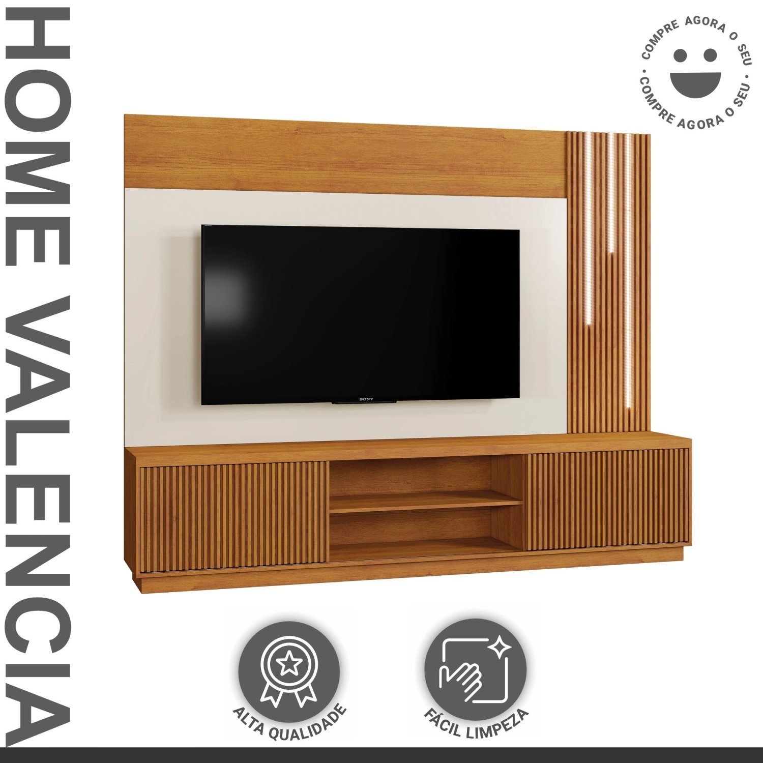 Estante para Tv e Home com Led Cascata 2 Portas Valencia - 2