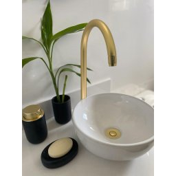 Kit Torneira Banheiro Bancada Dourado Luxo + 1 Válvula Click - 8