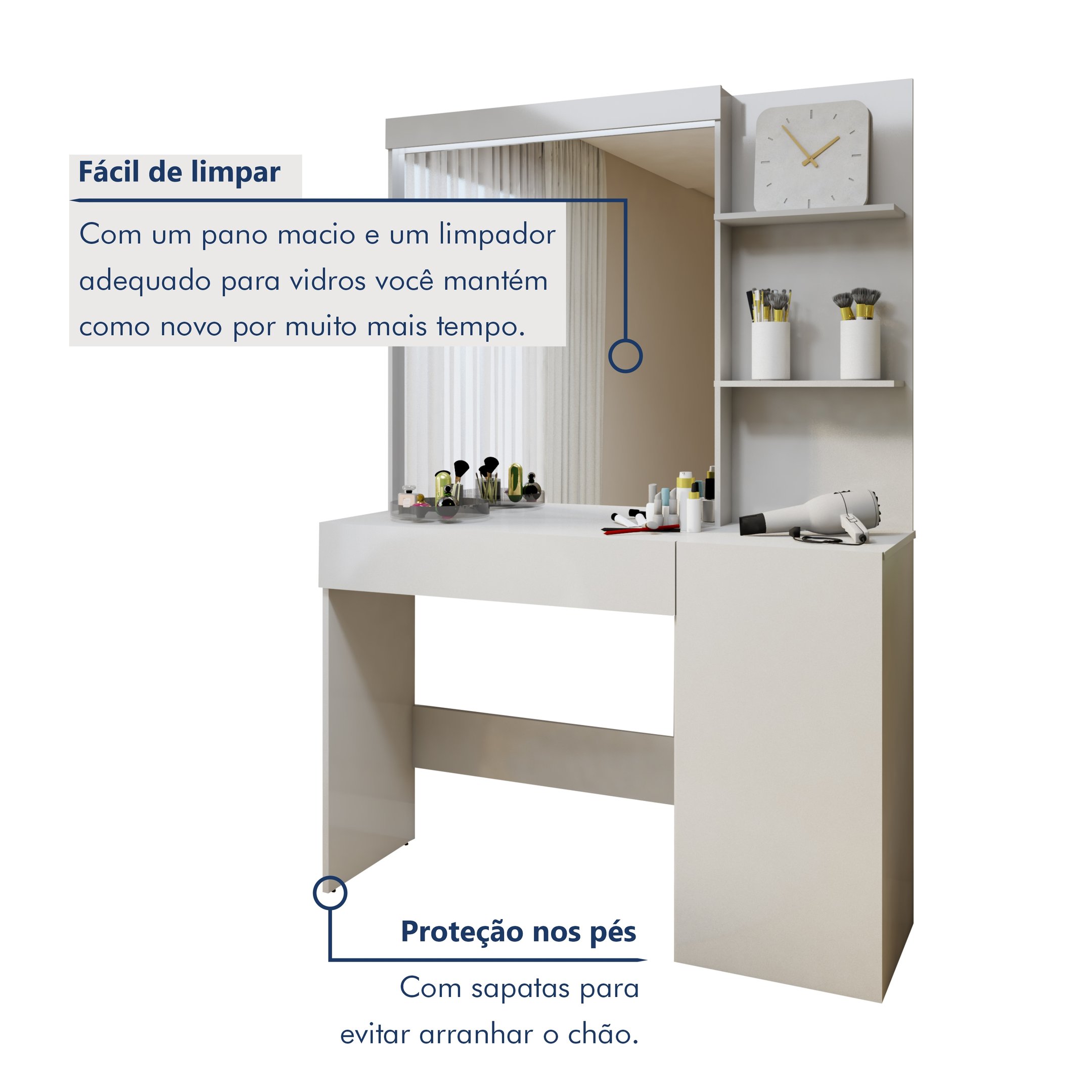 Penteadeira Camarim 100% MDF Londres New - 5