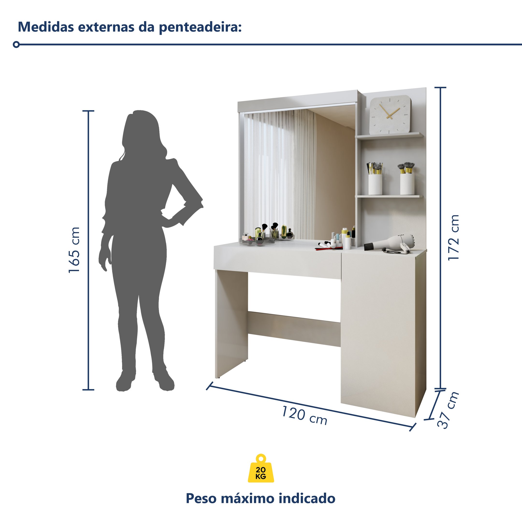 Penteadeira Camarim 100% MDF Londres New - 6