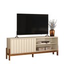 Ver imagem 2 de Rack para TV até 75 Polegadas Bancada New Aurora Pérola/Marrom Canela