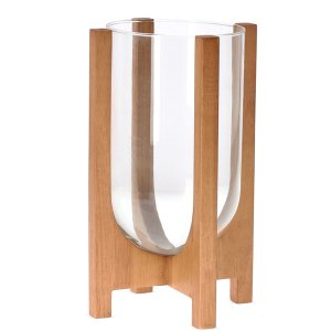 Vaso em Madeira e Vidro
