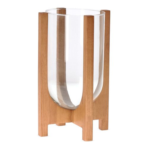 Vaso em Madeira e Vidro