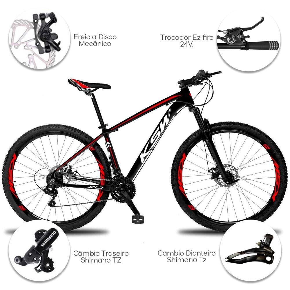 Bicicleta Xlt Ksw Aro 29 24V MTB Câmbios Shimano 32r 15" Preto/Vermelho - 237 - 2