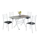 Ver imagem 2 de Conjunto Sala de Jantar Mesa Retangular 120x75cm Tampo Granito Topázio 4 Cadeiras Paraty Branco/Preto Floral