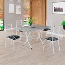 Ver imagem 1 de Conjunto Sala de Jantar Mesa Retangular 120x75cm Tampo Granito Topázio 4 Cadeiras Paraty Branco/Preto Floral