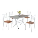 Ver imagem 2 de Conjunto Sala de Jantar Mesa Retangular 120x75cm Tampo Granito Topázio 4 Cadeiras Paraty Branco/C. Marrom