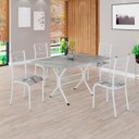 Ver imagem 1 de Conjunto Sala de Jantar Mesa Retangular 120x75cm Tampo Granito Topázio 4 Cadeiras Paraty Branco/Paraopeba