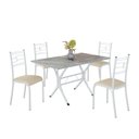 Ver imagem 2 de Conjunto Sala de Jantar Mesa Retangular 120x75cm Tampo Granito Topázio 4 Cadeiras Paraty Branco/Creme