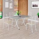 Ver imagem 1 de Conjunto Sala de Jantar Mesa Retangular 120x75cm Tampo Granito Topázio 4 Cadeiras Paraty Branco/Creme