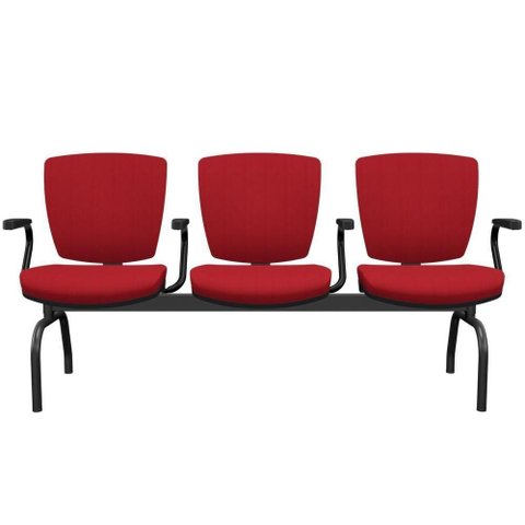 Cadeira Longarina 3 Lugares Aeroporto Recepção Preto Baixa Flexi P03 Poliéster vermelho - lyam