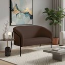 Ver imagem 1 de Sofá 2 Lugares Namoradeira Stella Base Industrial Alta Preta Suede Marrom D03 - D’Rossi