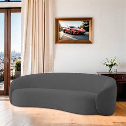 Sofá 3 Lugares 200cm Orgânico Luxo Recepção Amore Linho Cinza Escuro - 2