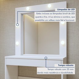 Penteadeira Camarim  100% MDF 180 X 110,3cm Requinte - 3