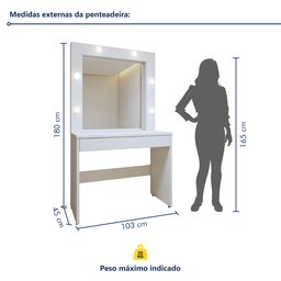 Penteadeira Camarim  100% MDF 180 X 110,3cm Requinte - 8