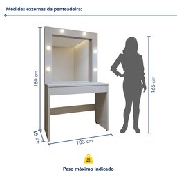 Penteadeira Camarim  100% MDF 180 X 110,3cm Requinte - 8