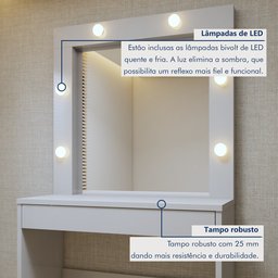 Penteadeira Camarim  100% MDF 180 X 110,3cm Requinte - 3