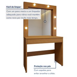 Penteadeira Camarim 100% MDF 180 X 110,3cm Requinte - 6