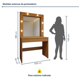 Penteadeira Camarim 100% MDF 180 X 110,3cm Requinte - 8