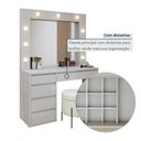 Ver imagem 4 de Penteadeira Camarim com Espelho e Lampada 5 Gavetas 100% MDF Anne Bege/Off White