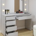 Ver imagem 6 de Penteadeira Camarim com Espelho e Lampada 5 Gavetas 100% MDF Anne Bege/Off White