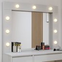 Ver mais imagens de Penteadeira Camarim com Espelho e Lampada 5 Gavetas 100% MDF Anne Bege/Off White