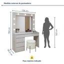 Ver imagem 5 de Penteadeira Camarim com Espelho e Lampada 5 Gavetas 100% MDF Anne Bege/Off White