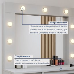 Penteadeira Camarim  100% MDF 184 X 136cm Anne - 4