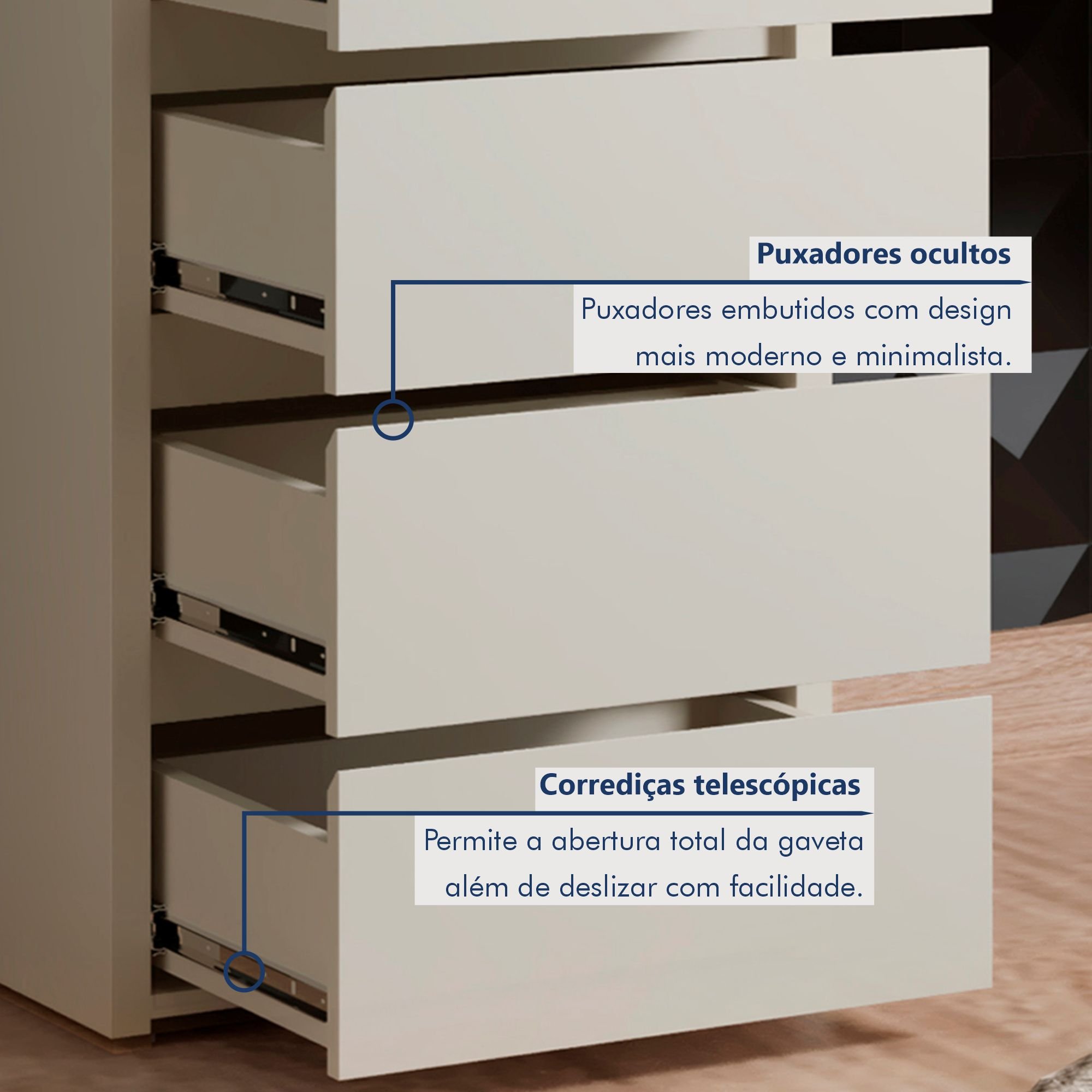 Penteadeira Camarim  100% MDF 184 X 136cm Anne - 2