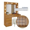 Ver imagem 4 de Penteadeira Camarim com Espelho e Lampada 5 Gavetas 100% MDF Anne Marrom/Marromle