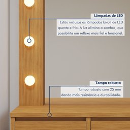 Penteadeira Camarim  100% MDF 184 X 136cm Anne - 5
