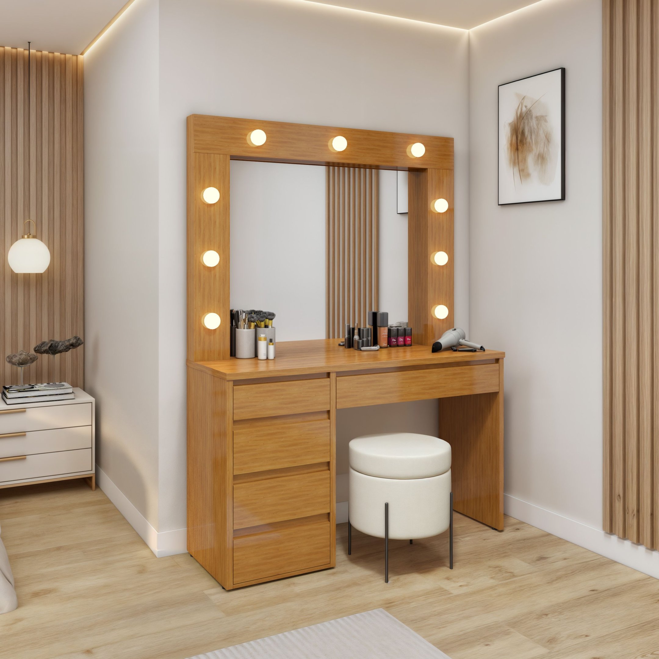 Penteadeira Camarim  100% MDF 184 X 136cm Anne - 2