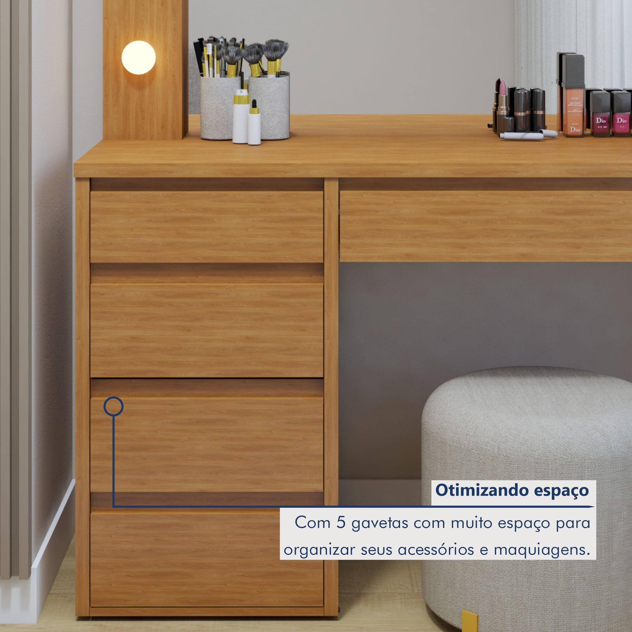 Penteadeira Camarim  100% MDF 184 X 136cm Anne - 4