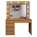 Ver imagem 1 de Penteadeira Camarim com Espelho e Lampada 5 Gavetas 100% MDF Anne Naturalle