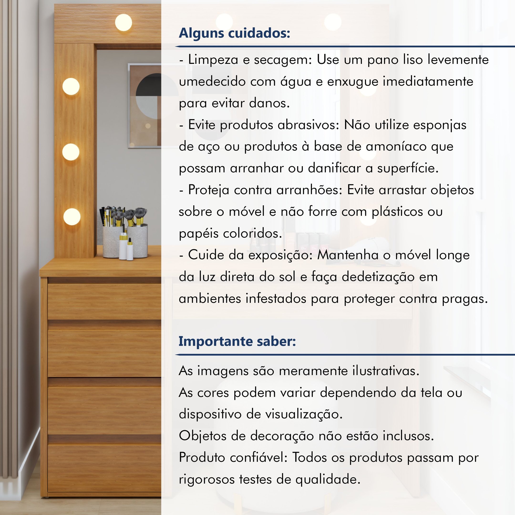 Penteadeira Camarim  100% MDF 184 X 136cm Anne - 13