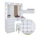 Ver imagem 4 de Penteadeira Camarim com Espelho e Lampada 5 Gavetas 100% MDF Anne Branco/Acetinado
