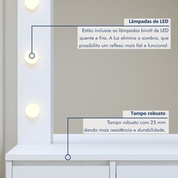 Penteadeira Camarim  100% MDF 184 X 136cm Anne - 5