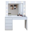Ver imagem 3 de Penteadeira Camarim com Espelho e Lampada 5 Gavetas 100% MDF Anne Branco/Acetinado