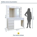 Ver imagem 5 de Penteadeira Camarim com Espelho e Lampada 5 Gavetas 100% MDF Anne Branco/Acetinado