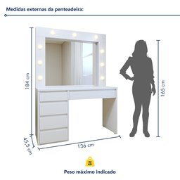 Penteadeira Camarim  100% MDF 184 X 136cm Anne - 9