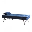 Ver imagem 3 de Sofá Cama Reclinável Com Cama Auxiliar - Veludo Azul Marinho