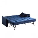 Ver imagem 4 de Sofá Cama Reclinável Com Cama Auxiliar - Veludo Azul Marinho