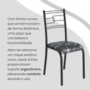 Ver imagem 7 de Conjunto Sala de Jantar Mesa Retangular 140x75cm Tampo Granito Topázio 6 Cadeiras Paraty Preto/Floral/Fosco