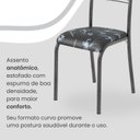 Ver imagem 6 de Conjunto Sala de Jantar Mesa Retangular 140x75cm Tampo Granito Topázio 6 Cadeiras Paraty Prata/Preto Floral/Mart