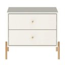 Ver imagem 2 de Mesa de Cabeceira Jasper 2 Gavetas Off-white Fosco C/ Dourado