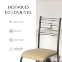 Ver mais imagens de Conjunto Sala de Jantar Mesa Retangular 140x75cm Tampo Granito Topázio 6 Cadeiras Paraty Prata/Creme/Mart