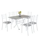 Ver imagem 2 de Conjunto Sala de Jantar Mesa Retangular 140x75cm Tampo Granito Topázio 6 Cadeiras Paraty Branco/Paraopeba