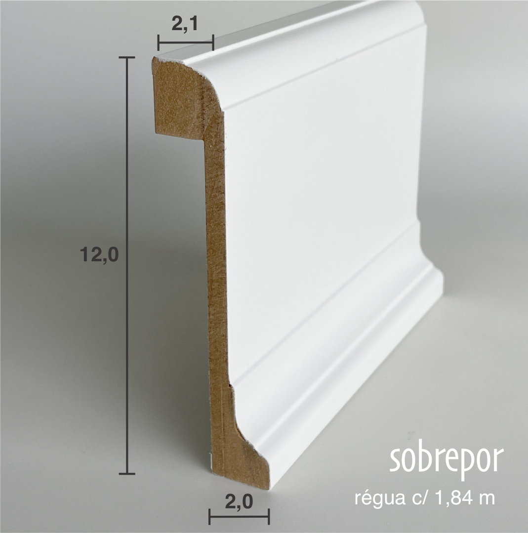 Rodapé de Sobrepor Classic (pacote com 4un) 12cm Branco Mdf - Santa Rita Reveste - 3