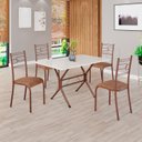 Ver imagem 1 de Conjunto Sala de Jantar Mesa Retangular 100x60cm Tampo Madeira MDP 4 Cadeiras Paraty Marrom