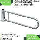 Ver imagem 6 de Barra de Apoio para Sanitário Articulada Cromada 70cm Fs